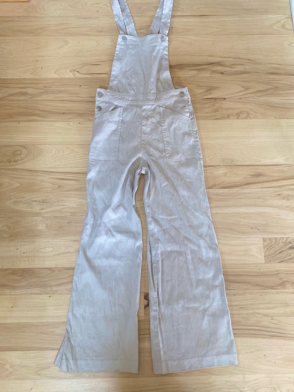 Evereve Overalls Beth Wide Leg Overall Size 24 Cream Linen Blend Overalls